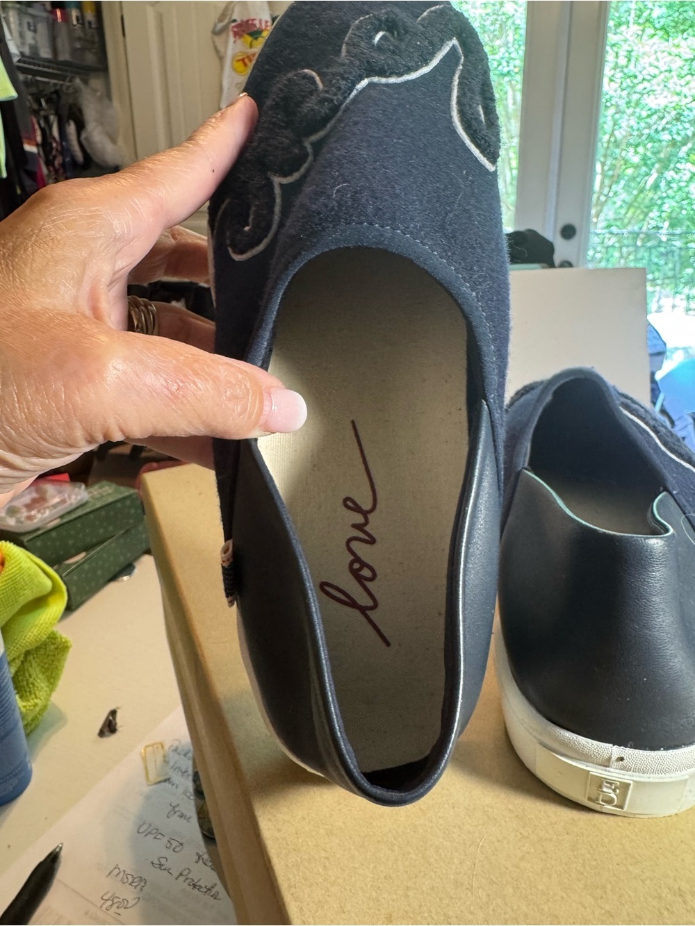 Ellen Degeneres Navy Joland Sneaker with Script Appliqué “Love” NIB - Picture 10 of 12